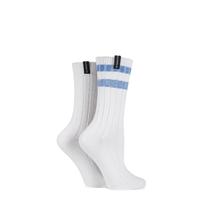 Ladies 2 Pair Glenmuir Ribbed Cotton Leisure Socks