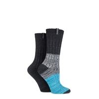 Ladies 2 Pair Glenmuir Ribbed and Banded Striped Cotton Leisure Socks