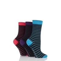 Ladies 3 Pair Glenmuir Fine Stripe Bamboo Socks