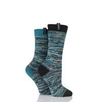 Ladies 2 Pair Glenmuir Space Dyed Contrast Heel and Toe Merino Wool Blend Boot Socks