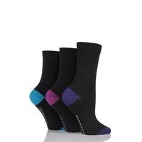 ladies 3 pair glenmuir classic plain bamboo socks with contrast heel a ...