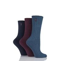 Ladies 3 Pair Jeep Spirit Ribbed Cotton Socks