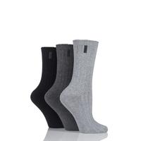 Ladies 3 Pair Jeep Spirit Ribbed Cotton Socks