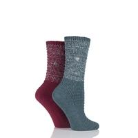 ladies 2 pair jeep spirit metallic knit cotton socks