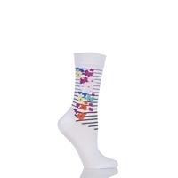 Ladies 1 Pair Jonathan Aston Ecstatic Floral Striped Socks