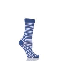 Ladies 1 Pair Levante Anjelica Striped Crew Mercerised Cotton Socks