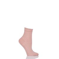 Ladies 1 Pair Levante Luisella Striped Tulle Mercerised Cotton Ankle Socks