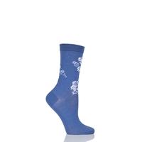 Ladies 1 Pair Levante Rosannah Floral Crew Mercerised Cotton Socks