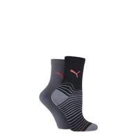 Ladies 2 Pair Puma Fractured Striped Cotton Socks