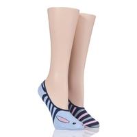 Ladies 2 Pair SockShop Wildfeet Animal Design Invisible Socks