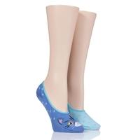 Ladies 2 Pair SockShop Wildfeet Animal Design Invisible Socks