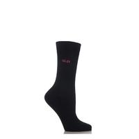 Ladies 1 Pair SockShop Individual Names Black Embroidered Socks