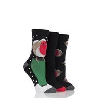 Ladies 3 Pair SockShop Just For Fun Robin Cotton Socks