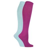 Ladies 2 Pair Sockshop Plain Bamboo Knee High Socks