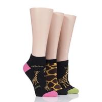 Ladies 3 Pair SockShop Just For Fun Giraffe Cotton Secret Socks