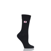 Ladies 1 Pair SockShop Individual Nations Black Embroidered Socks