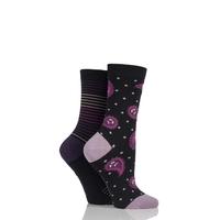 Ladies 2 Pair SockShop Paisley and Striped Bamboo Socks