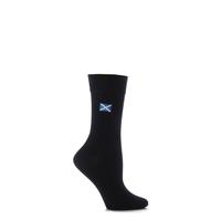 Ladies 1 Pair SockShop Individual Nations Black Embroidered Socks