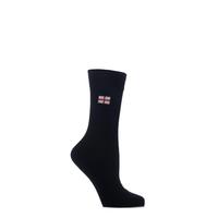 Ladies 1 Pair SockShop Individual Nations Black Embroidered Socks