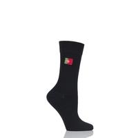 Ladies 1 Pair SockShop Individual Nations Black Embroidered Socks