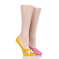 Ladies 2 Pair SockShop Wildfeet Animal Design Invisible Socks