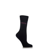 Ladies 1 Pair SockShop Individual Names Black Embroidered Socks