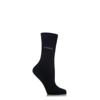 Ladies 1 Pair SockShop Individual Names Black Embroidered Socks