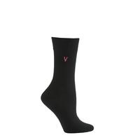 Ladies 1 Pair SockShop Individual Black Embroidered Initial Socks - 26 To Choose From