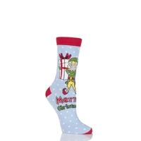 ladies 1 pair sockshop dare to wear christmas socks santas elf