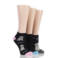 Ladies 3 Pair SockShop Just For Fun Puppy Cotton Secret Socks