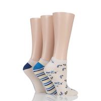 Ladies 3 Pair SockShop Insect Patterned Bamboo Trainer Socks