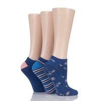 Ladies 3 Pair SockShop Insect Patterned Bamboo Trainer Socks