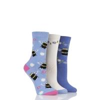 Ladies 3 Pair SockShop Just For Fun Bumble Bee Cotton Socks