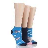 Ladies 3 Pair SockShop Just For Fun Flying Pig Cotton Secret Socks