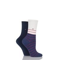 ladies 2 pair tommy hilfiger breton striped cotton socks