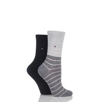 ladies 2 pair tommy hilfiger breton striped cotton socks