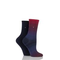 ladies 2 pair tommy hilfiger ombre graded stripe cotton socks