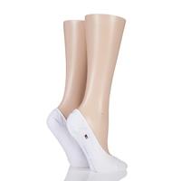Ladies 2 Pair Tommy Hilfiger Plain Cotton Invisible Footie Socks