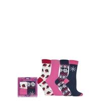 Ladies 4 Pair Totes Robin Fair Isle and Plain Patterned Ankle Socks