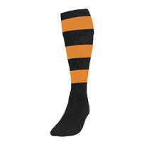 large boys black amber hooped football socks