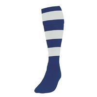 large boys navy blue white hooped football socks