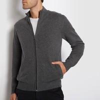 Lambswool High Neck Zip-Up Cardigan