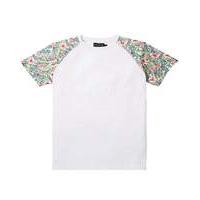 Label J Floral Sleeves White Logo Tee