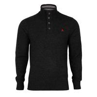 Lambs Wool Blend Button Neck Charcoal Jumper