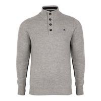 lambs wool blend button neck grey jumper