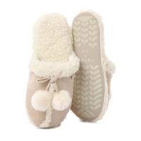 ladies 1 pair totes pom pom sheep skin effect mule style slippers