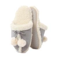 ladies 1 pair totes pom pom sheep skin effect mule style slippers