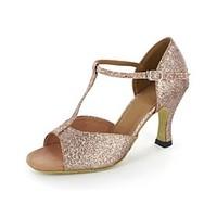 latin womens sandals sparkling glitter stiletto heel buckie dance shoe ...