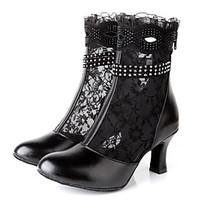 latin womens dance shoes boots first layer leather lace stiletto heel  ...