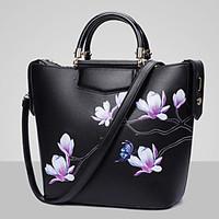 Ladies\' PU Leisure New Floral Print Shoulder Handbag